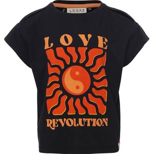 Looxs Revolution T-shirt Tops & T-shirts Meisjes - Shirt - Zwart - Maat 140