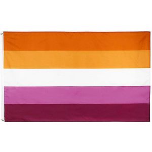 Lesbian Pride vlag 90x150 cm - Polyester - 2 ophangringen - Lesbische sunset flag