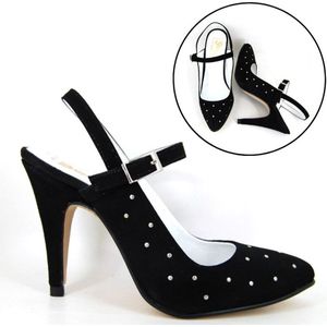 Stravers - Slingback Hakken met Bandjes Maat 35 Kleine Maten Slingback Pumps met Hoge Hakken Zwart