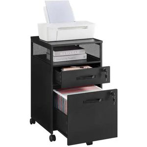 Mila Shop Afsluitbare rollende archiefkast - Grote lade voor documenten A4 - Dossiergarderobe - Printer kantoorkast - Duurzaam staal 17.4 KG