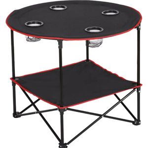 Hittebestendig - Campingtafel - Klaptafel - 2 Lagen - Met Draagtas - Zwart - 72x72x61 CM