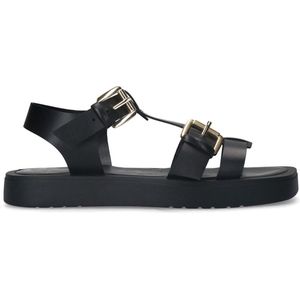 Sacha - Dames - Zwarte chunky sandalen met buckles - Maat 39