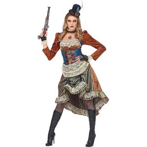Widmann - Steampunk Kostuum - Chique Steampunk Dame Industrieel Tijdperk - Vrouw - Bruin - XL - Carnavalskleding - Verkleedkleding