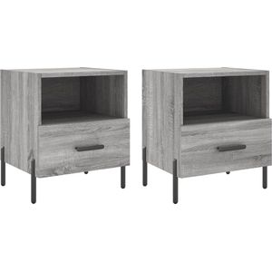 vidaXL - Nachtkastjes - 2 - st - 40x35x47,5 - cm - bewerkt - hout - grijs - sonoma - eiken