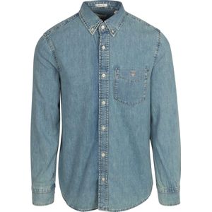 Gant Denim Overhemd Lichtblauw - Maat L - Heren - Overhemden Casual