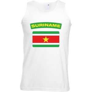 Singlet shirt/ tanktop Surinaamse vlag wit heren L