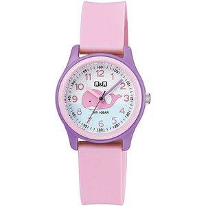 Q&Q VS59J001Y - Horloge - Sport - Analoog - Kinderen - Unisex - Plastic band - Rond - Kunststof - Cijfers - Walvis - Roze - Paars - Wit - Blauw - Wit - 10 ATM