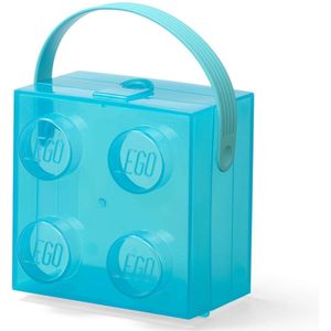LEGO - Lunchbox Brick 4 met Handvat Transparant - Nylon - Blauw