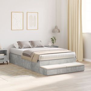 vidaXL - Opbergbedframe - Beton - Grijs - 120x200 - cm