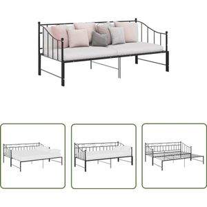 vidaXL Slaapbankframe - Uittrekbaar - Zwart - 90x200cm Slaapbank - Bedbank - Tweepersoons Bed - Stapelbed - Boxspring Frame