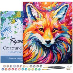 Figured'Art Schilderen op Nummer Volwassenen met lijst Kleurrijke Abstracte Vos- Handwerk acrylverf Kit DIY Compleet - 40x50cm Canvas al ingelijst