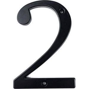 Matteo Black 10 cm nr. 2 - Zwart Huisnummer - Zwart Modern huisnummer - Huisnummer Zwart - 10cm hoog