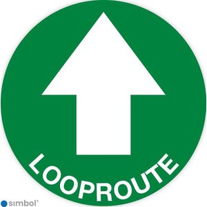 Simbol - Vloerstickers Looproute met Pijl - Corona Stickers - Anti-Slip - Formaat ø 40 cm.