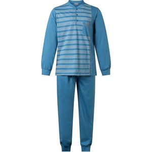 Gentlemen katoenen heren pyjama 4186-3 knoopjes - M - Blauw.