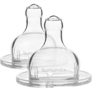 Suavinex Teets Rond 4m+ Food 2 stuks Silicone Flessenspenen SXSTR3028585