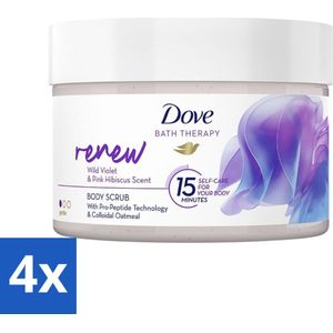 Dove Bath Therapy Renew - Bodyscrub - Wilde Viooltjes & Roze Hibiscus - 295 ml - Voordeelverpakking - 4 stuks