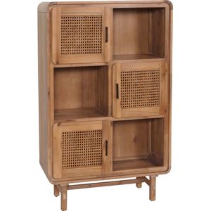 Highboard MCW-M47, ladekast kast dressoir, opbergvakken, rotan acacia massief hout gebeitst 141x90x35cm 32kg