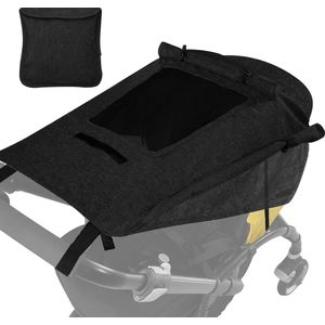 Kinderwagen Zonnescherm Zonnescherm met Kijkvenster voor Kinderwagens Kinderwagens UV-bescherming Waterbestendig Eenvoudig te installeren (zwart)