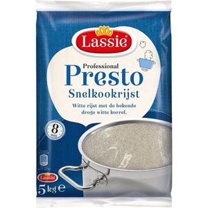 Lassie Presto Snelkookrijst - 2 x 5kg Voordeelverpakking Snelkook Rijst - Voorgekookte Witte Rijst - 8 Minuten Koken - 100% Natuurlijk en Glutenvrij