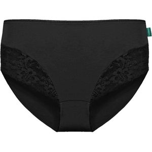 Slips - 5-Pack - Zwart - 5 Bamboeslips midi met kant - Small/Medium