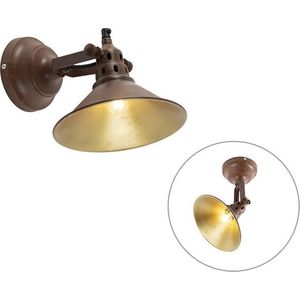 QAZQA rust - Klassieke Wandlamp voor binnen - 1 lichts - D 340 mm - Roestbruin - Industrieel - Woonkamer | Slaapkamer | Keuken