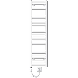 Badkamerradiator Elektrisch met verwarmingselement 900W 300x1400 mm Wit recht met zijaansluiting