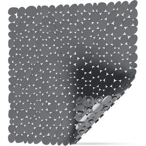 Titel: Douchemat antislip 53 x 53 cm BPA-vrij en machinewasbaar - Donkergrijs met kiezelsteenlook