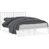 vidaXL - Bedframe - met - hoofdbord - metaal - wit - 140x200 - cm