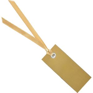 Santex cadeaulabels met lintje - set 12x stuks - goud - 3 x 7 cm - naam tags