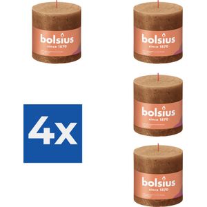 Bolsius Stompkaars Spice Brown Ø100 mm - Hoogte 10 cm - Kaneel - 62 branduren - Voordeelverpakking 4 stuks