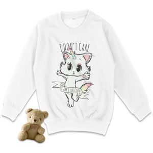 AWDis - Sweater Trui Meisjes - Unicorn / Eenhoorn - Wit - Maat 116