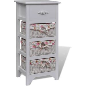 vidaXL - Kast - met - 1 - lade - en - 3 - manden - paulowniahout - wit