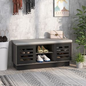 SureDeal® - Schoenenkast - Schoenenrek - Bankje - Garderobe - Grijs - 99,5x34,5x46 cm - Gang - Slaapkamer - Halmeubel