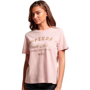 Superdry Luxe Metallic Logo Korte Mouwen Ronde Nek T-shirt Roze 2XS Vrouw