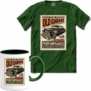 Built For Speed | Auto - Cars - Retro - T-Shirt met mok - Unisex - Bottle Groen - Maat XXL