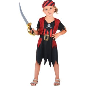 Zwart met rood piraat kostuum voor meisjes - Verkleedkleding
