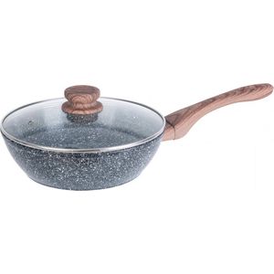 Kinghoff 1583 - Wokpan met deksel - Graniet / hout - 24 cm