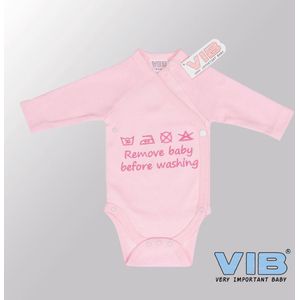 VIB® - Rompertje Luxe Katoen - Remove Baby before washing (Roze) - Babykleertjes - Baby cadeau