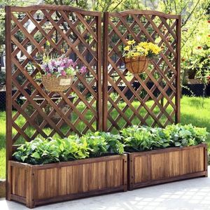 Gran VidaÂ® - Plantenbak met Trellis - Duurzaam Dennenhout - Ruime Binnenruimte - Decoratief en Functioneel