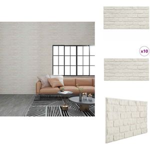 vidaXL 3D-wandpaneel - 3D-wandpanelen - 3D-behang - 3D-behangen - 10 st Wandpanelen 3D witte baksteen EPS