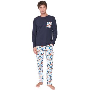 Trendyol Veelkleurige Regular Fit Bedrukte 100% Katoenen Pyjamaset Tmnaw22Pt1072