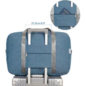 handbagage 45 x 36 x 20 opvouwbare reistas voor onder de stoel, draag- en handtas voor overnachten voor dames en heren, Donkerblauw, 40L