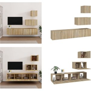 vidaXL 4-delige Tv-meubelset bewerkt hout sonoma eikenkleurig - Tv-meubelset - Tv-meubelsets - Tv-meubel - Tv Meubelset