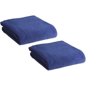 Fleece deken/plaid Cosy - 2x - blauw - 120 x 150 cm - Polyester fleece - 180 gram - lekker warm kleedje