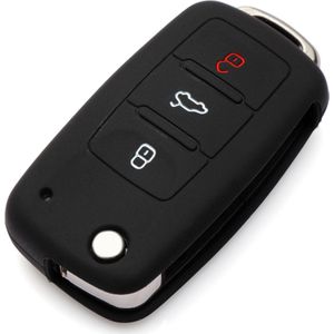 Siliconen Sleutelcover - Zwart - Sleutelhoesje Geschikt voor Volkswagen Golf / Polo / Tiguan / Up / Passat / Seat Leon / Skoda Citigo - Sleutel Hoesje Cover - Auto Accessoires Beschermhoesje