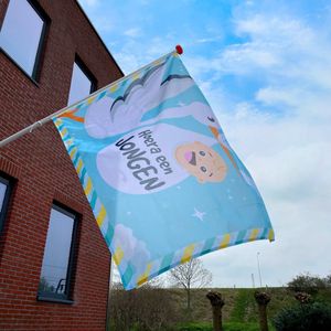 Geboortevlag jongen - Geboorteversiering - Hoera een jongen - Blauwe vlag - 150 x 100 cm