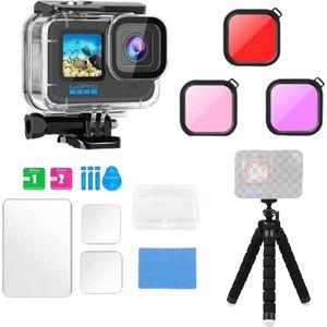 Gopro Hero 13 12 11 10 9 Diving Bundle - Duik Set voor Gopro 13 12 11 10 9 - Duikbehuizing - Gopro - Tripod - Duikfilters - screen protector - Gopro Diving Case - Duiken - Freediving - Snorkelen - Watersport - Gopro Hero Diving - Duiken