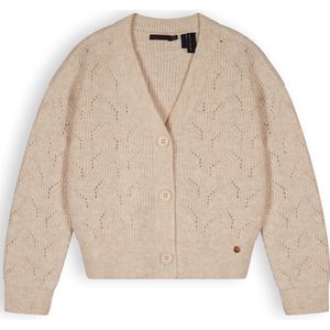Nono Nova Girls Knitted Button Up Cardigan White Truien & Vesten Meisjes - Sweater - Hoodie - Vest- Ecru - Maat 122/128
