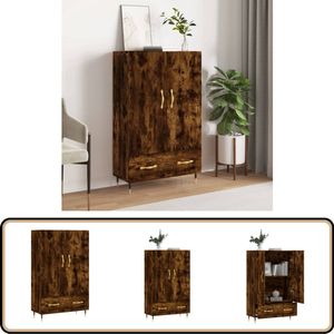 vidaXL Hoge kast - 69,5x31x115 cm - Gerookt eiken Hoge Kast - Dressoir - Buffetkast - Houten Kast - Vintage Kast