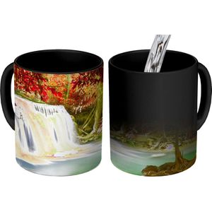 Magische Mok - Foto op Warmte Mokken - Koffiemok - Herfst - Waterval - Natuur - Magic Mok - Beker - 350 ML - Theemok